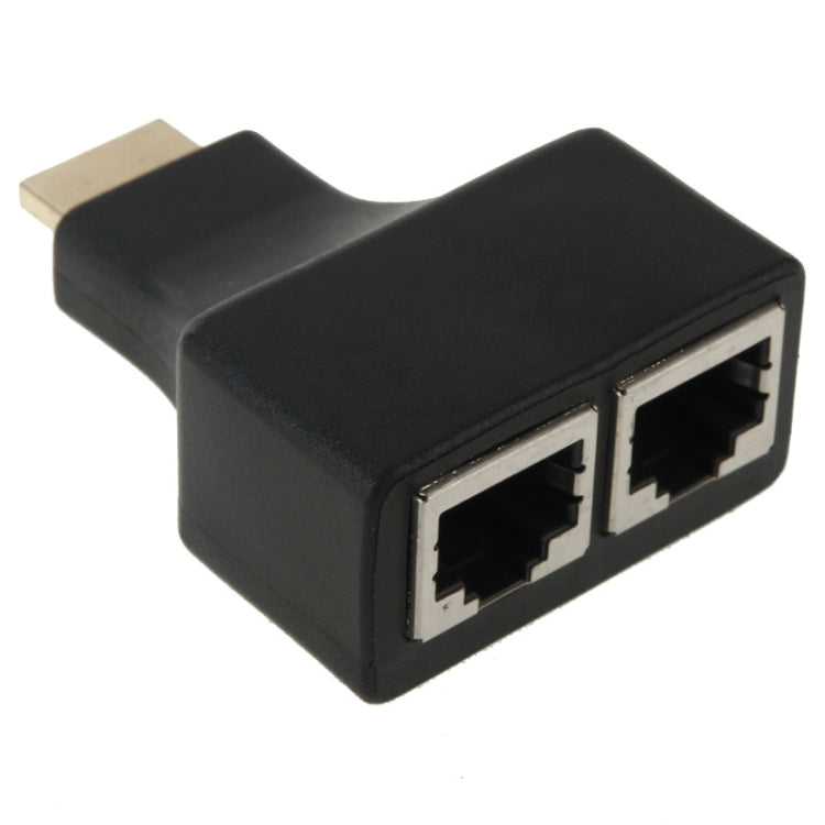 สายขยายเครือข่าย HDMI ยาว 30 ม. เป็นพอร์ต RJ45 คู่ ผ่าน Cat 5e/6 สำหรับ 3D HDTV, RJ45 คู่ สีดำ