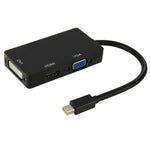 สายแปลง Mini DisplayPort ตัวผู้เป็น HDMI + VGA + DVI ตัวเมีย สำหรับ Mac Book Pro Air ความยาวสาย: 17 ซม. Mini DP เป็น HDMI+VGA+DVI (สีดำ) Mini DP เป็น HDMI+VGA+DVI (สีขาว)