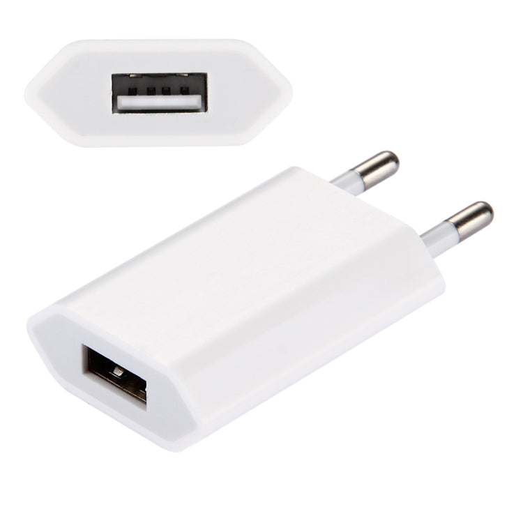 ชาร์จเดินทาง USB พอร์ตเดียว 5V / 1A ปลั๊ก EU สีขาว