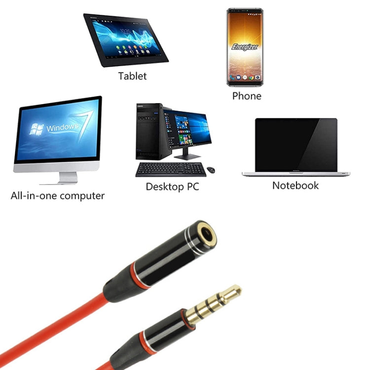 สายเสียง Aux 3.5mm 1.2m แบบตัวผู้เป็นตัวเมีย, ใช้ได้กับโทรศัพท์, แท็บเล็ต, หูฟัง, เครื่องเล่น MP3, เครื่องเสียงรถยนต์/บ้าน และอื่นๆ