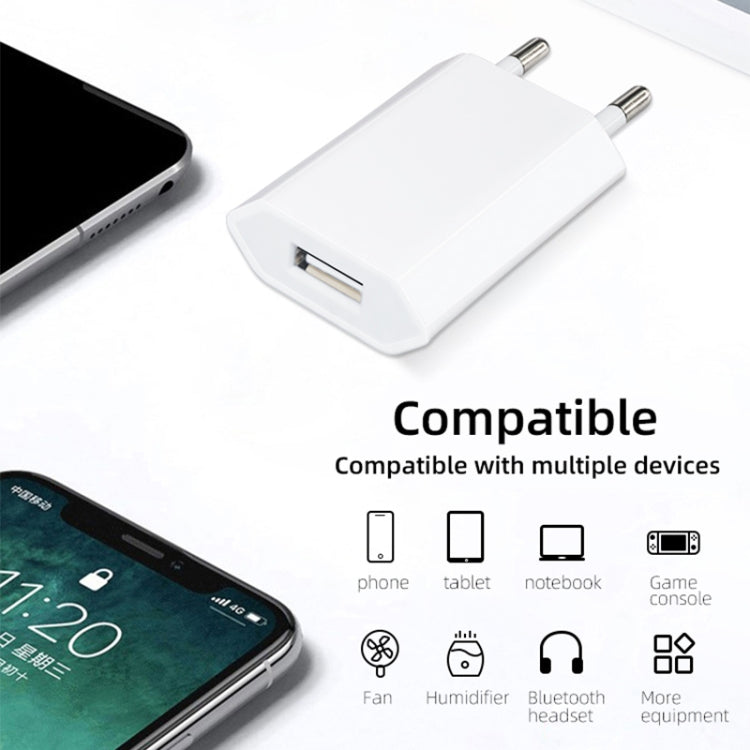 อะแดปเตอร์ชาร์จ USB ซ็อกเก็ต EU 5V / 1A สำหรับ iPhone, Galaxy, Huawei, Xiaomi, LG, HTC และสมาร์ทโฟนอื่นๆ อุปกรณ์ชาร์จซ้ำได้