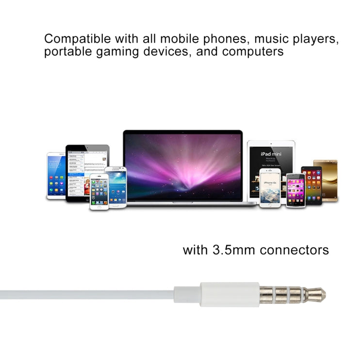หูฟังมีสาย 3.5 มม. สำหรับโทรศัพท์ Android / PC / เครื่องเล่น MP3 / แล็ปท็อป ความยาวสาย: 1.2 ม.