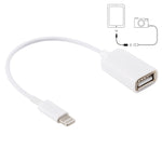 สายอะแดปเตอร์ OTG USB ตัวเมียเป็น 8 พิน ตัวผู้ รองรับ iOS 10.2 หรือต่ำกว่า ความยาว: 18 ซม.