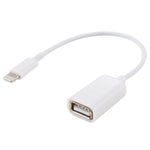 สายอะแดปเตอร์ OTG USB ตัวเมียเป็น 8 พิน ตัวผู้ รองรับ iOS 10.2 หรือต่ำกว่า ความยาว: 18 ซม.