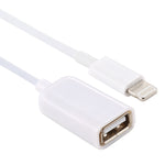 สายอะแดปเตอร์ OTG USB ตัวเมียเป็น 8 พิน ตัวผู้ รองรับ iOS 10.2 หรือต่ำกว่า ความยาว: 18 ซม.