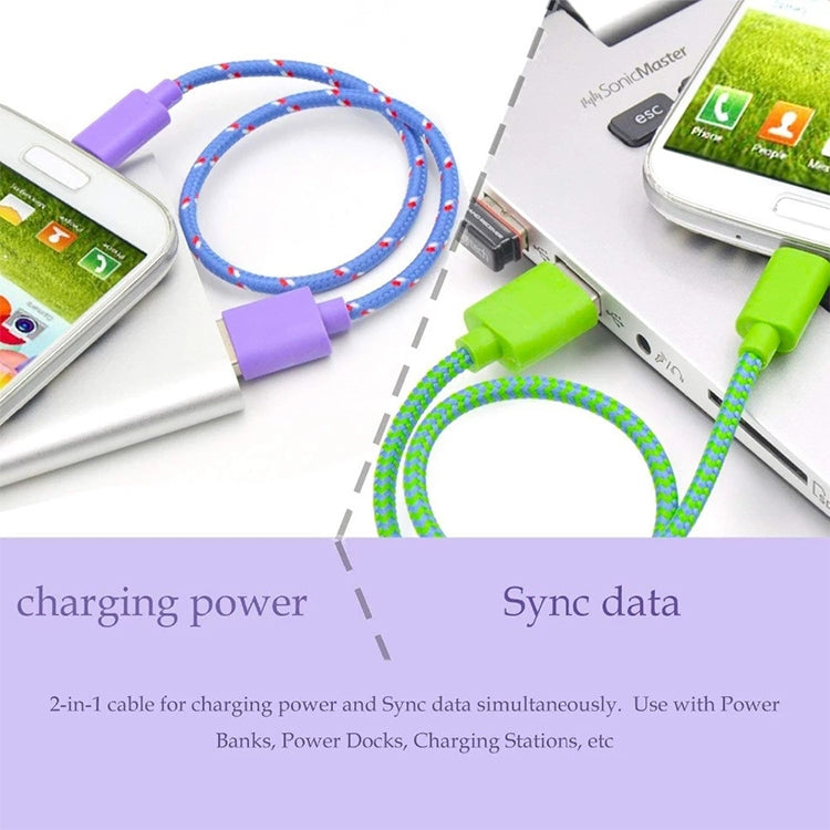 สายชาร์จและโอนข้อมูล USB สไตล์ตาข่ายไนลอน 2 เมตร สำหรับ iPhone, iPad