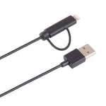 สายชาร์จและซิงค์ข้อมูล 1 เมตร MFI 2 in 1 8 pin + Micro USB 2.0 ตัวผู้ไปยัง USB