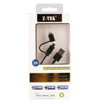 สายชาร์จและซิงค์ข้อมูล 1 เมตร MFI 2 in 1 8 pin + Micro USB 2.0 ตัวผู้ไปยัง USB
