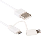 สายชาร์จและซิงค์ข้อมูล 1 เมตร MFI 2 in 1 8 pin + Micro USB 2.0 ตัวผู้ไปยัง USB