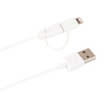 สายชาร์จและซิงค์ข้อมูล 1 เมตร MFI 2 in 1 8 pin + Micro USB 2.0 ตัวผู้ไปยัง USB
