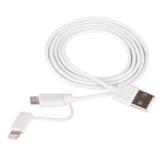 สายชาร์จและซิงค์ข้อมูล 1 เมตร MFI 2 in 1 8 pin + Micro USB 2.0 ตัวผู้ไปยัง USB
