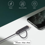 สายชาร์จและซิงค์ข้อมูล 1 เมตร MFI 2 in 1 8 pin + Micro USB 2.0 ตัวผู้ไปยัง USB