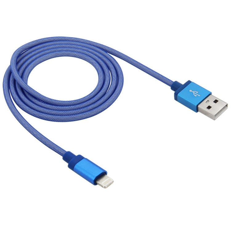สายถักหัวโลหะแบบตาข่าย 8 พิน เป็น USB สำหรับข้อมูล / ชาร์จไฟ ความยาวสาย: 1 เมตร