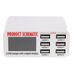 ที่ชาร์จ USB WLX-899 30W 5V 6A เอาต์พุตสูงสุด 3.5A ชาร์จเร็ว 6 พอร์ต พร้อมจอแสดงผลดิจิทัลและสายยาว 1.5 เมตร รุ่น WLX-899