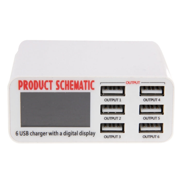 ที่ชาร์จ USB WLX-899 30W 5V 6A เอาต์พุตสูงสุด 3.5A ชาร์จเร็ว 6 พอร์ต พร้อมจอแสดงผลดิจิทัลและสายยาว 1.5 เมตร รุ่น WLX-899