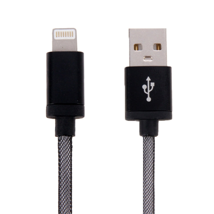 สายถักหัวโลหะแบบตาข่าย 8 พิน เป็น USB สำหรับข้อมูล / ชาร์จไฟ ความยาวสาย: 25 ซม.