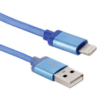 สายถักหัวโลหะแบบตาข่าย 8 พิน เป็น USB สำหรับข้อมูล / ชาร์จไฟ ความยาวสาย: 25 ซม.