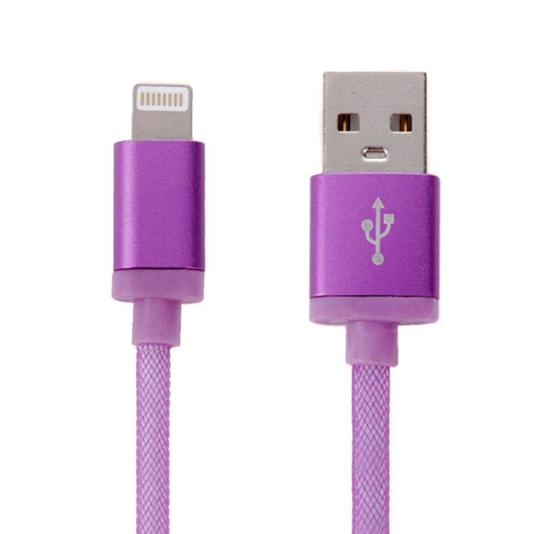 สายถักหัวโลหะแบบตาข่าย 8 พิน เป็น USB สำหรับข้อมูล / ชาร์จไฟ ความยาวสาย: 25 ซม.