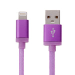 สายถักหัวโลหะแบบตาข่าย 8 พิน เป็น USB สำหรับข้อมูล / ชาร์จไฟ ความยาวสาย: 25 ซม.