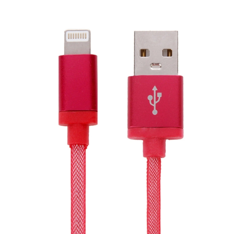 สายถักหัวโลหะแบบตาข่าย 8 พิน เป็น USB สำหรับข้อมูล / ชาร์จไฟ ความยาวสาย: 25 ซม.
