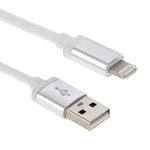 สายถักหัวโลหะแบบตาข่าย 8 พิน เป็น USB สำหรับข้อมูล / ชาร์จไฟ ความยาวสาย: 25 ซม.