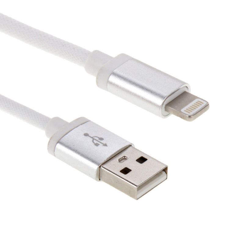 สายถักหัวโลหะแบบตาข่าย 8 พิน เป็น USB สำหรับข้อมูล / ชาร์จไฟ ความยาวสาย: 25 ซม.