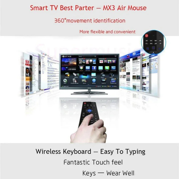 MX3 Air Mouse คีย์บอร์ดรีโมทไร้สาย 2.4G พร้อมทางลัดเบราว์เซอร์สำหรับ Android TV Box / มินิพีซี, Air Mouse