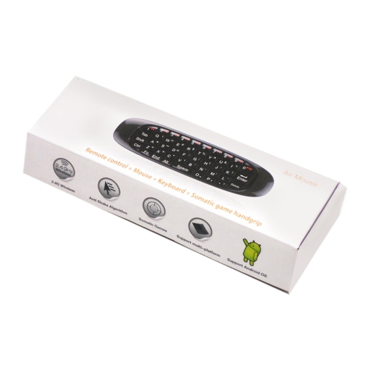 เมาส์อากาศไร้สาย C120 T10 2.4GHz พร้อมคีย์บอร์ดรีโมทชาร์จไฟได้ สำหรับ Android TV Box / PC คีย์บอร์ดไร้สาย