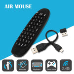 เมาส์อากาศไร้สาย C120 T10 2.4GHz พร้อมคีย์บอร์ดรีโมทชาร์จไฟได้ สำหรับ Android TV Box / PC คีย์บอร์ดไร้สาย