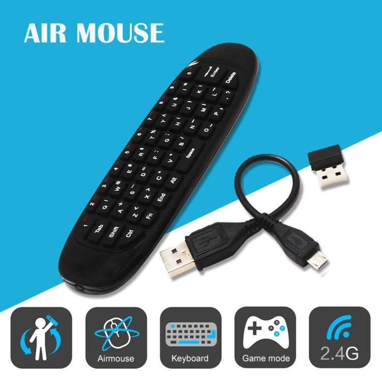 เมาส์อากาศไร้สาย C120 T10 2.4GHz พร้อมคีย์บอร์ดรีโมทชาร์จไฟได้ สำหรับ Android TV Box / PC คีย์บอร์ดไร้สาย