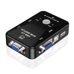 กล่องสวิตช์ KVM-21UA 2 พอร์ต USB พร้อมปุ่มควบคุมสำหรับคีย์บอร์ด เมาส์ และจอมอนิเตอร์ PC 2 พอร์ต (พร้อม USB)