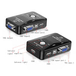 กล่องสวิตช์ KVM-21UA 2 พอร์ต USB พร้อมปุ่มควบคุมสำหรับคีย์บอร์ด เมาส์ และจอมอนิเตอร์ PC 2 พอร์ต (พร้อม USB)