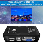 กล่องสวิตช์ KVM-21UA 2 พอร์ต USB พร้อมปุ่มควบคุมสำหรับคีย์บอร์ด เมาส์ และจอมอนิเตอร์ PC 2 พอร์ต (พร้อม USB)