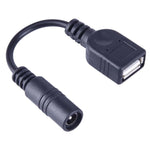 สายเชื่อมต่อไฟ DC ตัวเมีย 5.5 x 2.1 มม. เป็นตัวผู้ USB AF สำหรับอะแดปเตอร์แล็ปท็อป, ความยาว: 15 ซม., USB AF