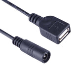สายเชื่อมต่อไฟ DC ตัวเมีย 5.5 x 2.1 มม. เป็นตัวผู้ USB AF สำหรับอะแดปเตอร์แล็ปท็อป, ความยาว: 15 ซม., USB AF