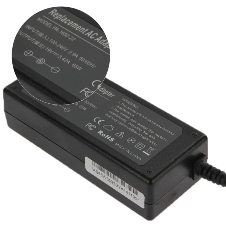 อะแดปเตอร์ไฟ AC 65W 19V 3.42A สำหรับโน้ตบุ๊ก Acer, หัวปลั๊กออก: 5.5 มม. x 2.5 มม., 3.42A