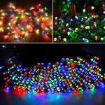 ไฟ LED RGB 100 ดวง พร้อมตัวควบคุม เอฟเฟกต์กระพริบ / จาง / ไล่ตาม, ปลั๊ก EU สีขาวอุ่น, ปลั๊ก EU สีขาว, ปลั๊ก EU ไฟสีสัน 220V