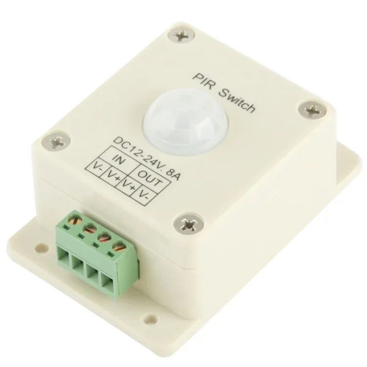 สวิตช์ PIR 8A 12V-24V DC ตัวควบคุมอินฟราเรดสำหรับไฟ LED