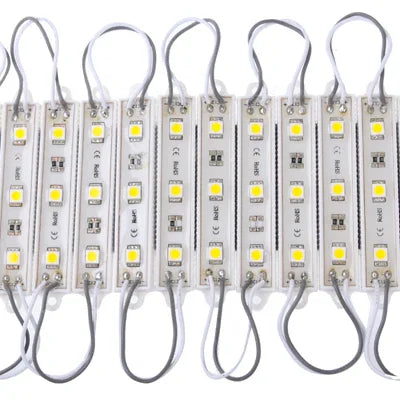 ไฟ LED SMD 5050 3 ดวง 20 ชุด แสงขาวอุ่น, DC 12V