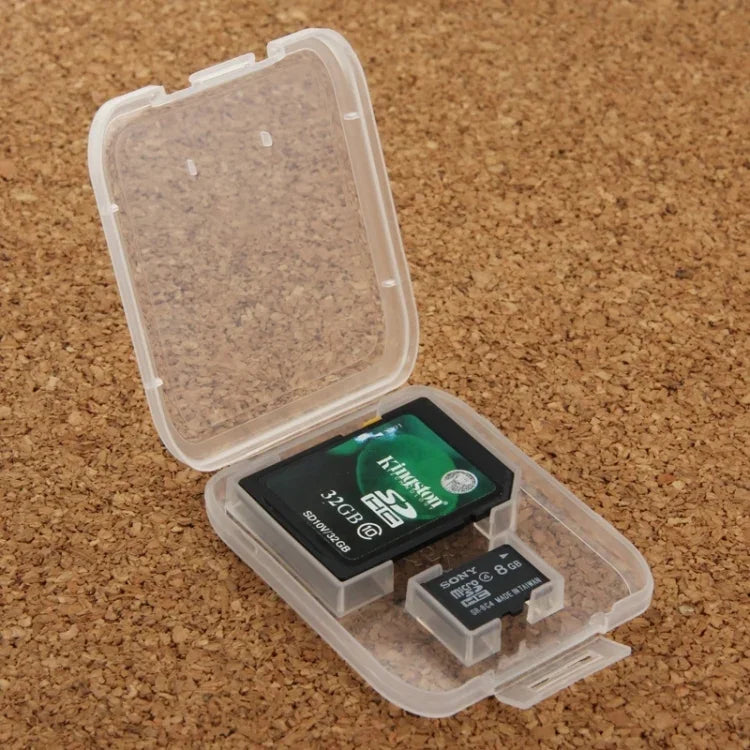กล่องเก็บการ์ดพลาสติกใส 100 ชิ้น สำหรับการ์ด SD + การ์ด Micro SD (TF Card), การ์ด SD+TF