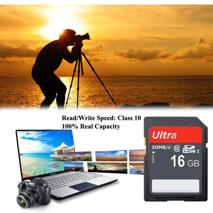 การ์ดหน่วยความจำกล้อง SDHC Class 10 ความเร็วสูงพิเศษ 16GB (ความจุจริง 100%), 16GB