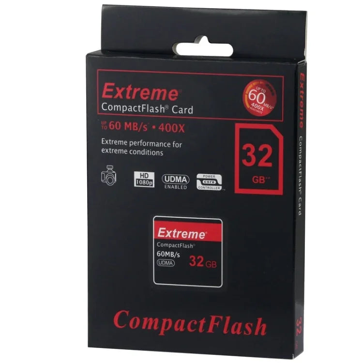 การ์ด Compact Flash ความเร็วสูง 32GB Extreme, ความเร็วอ่าน 400X, สูงสุด 60 MB/วินาที (ความจุจริง 100%), 32GB