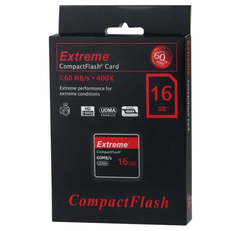 การ์ด Compact Flash ความเร็วสูง 16GB Extreme, ความเร็วอ่าน 400X, สูงสุด 60 MB/วินาที (ความจุจริง 100%), 16GB