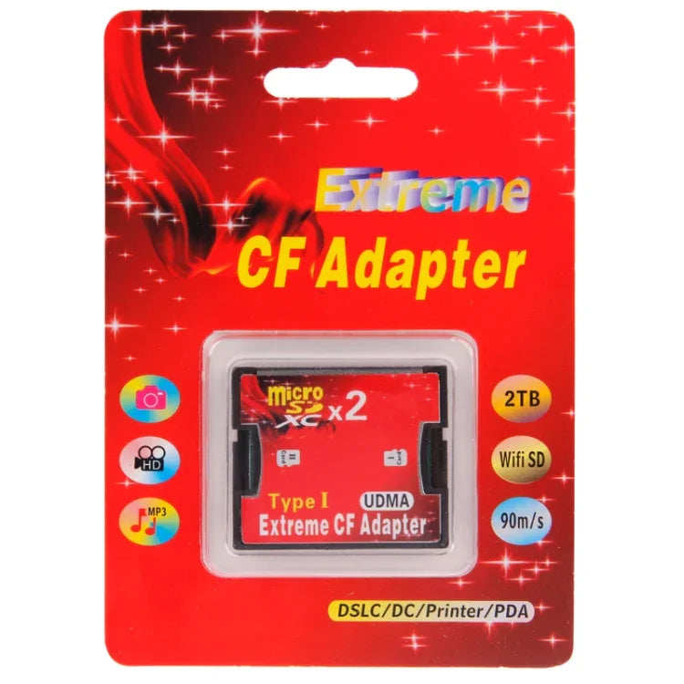 อะแดปเตอร์การ์ดหน่วยความจำ Micro SD เป็น CF Compact Flash แบบ 2 ช่อง, 2 ช่อง