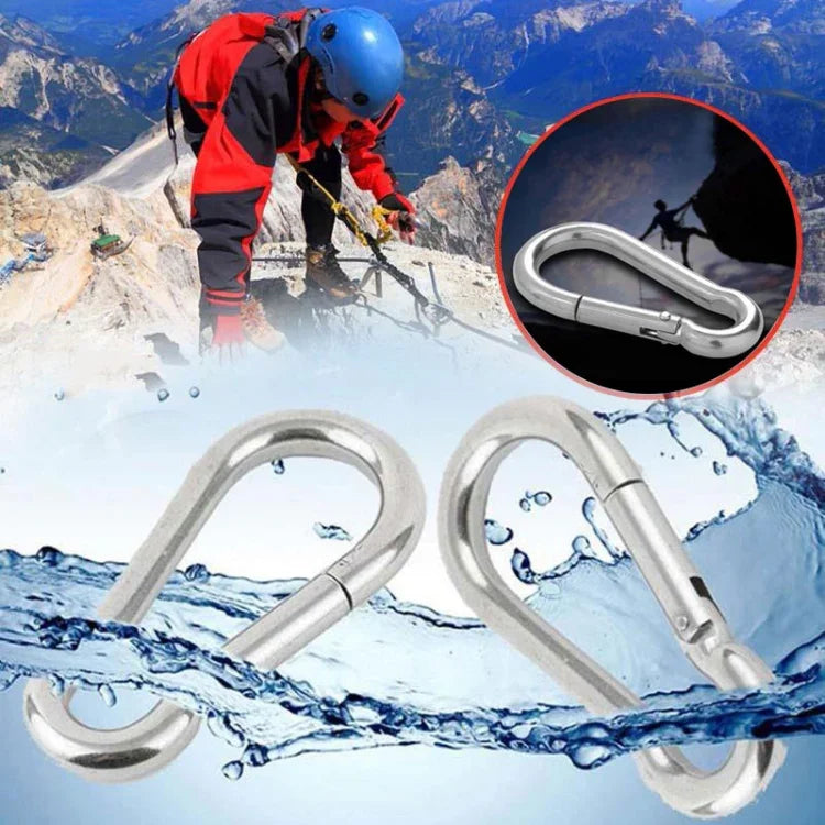 ตะขอสปริงคาราไบเนอร์สแตนเลส M7 เครื่องมืออเนกประสงค์ หัวเข็มขัดปีนเขา ตะขอแคมป์ปิ้ง เชือก เส้นผ่านศูนย์กลางภายใน: 6.84 มม. M7