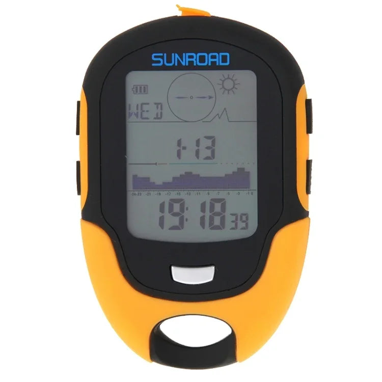 เครื่องวัดความสูงดิจิทัล LCD SUNROAD อเนกประสงค์ พร้อมเข็มทิศ บารอมิเตอร์ เทอร์โมมิเตอร์ ไฮโกรมิเตอร์ พยากรณ์อากาศ ไฟฉาย LED และนาฬิกา อเนกประสงค์