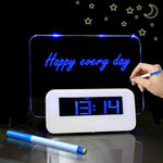 นาฬิกาปลุกดิจิทัล LCD อเนกประสงค์ พร้อมเทอร์โมมิเตอร์ + HUB USB 4 พอร์ต + กระดานข้อความพร้อมไฟพื้นหลัง LCD สีน้ำเงินหรือสีเขียว, กระดานข้อความ USB
