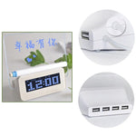 นาฬิกาปลุกดิจิทัล LCD อเนกประสงค์ พร้อมเทอร์โมมิเตอร์ + HUB USB 4 พอร์ต + กระดานข้อความพร้อมไฟพื้นหลัง LCD สีน้ำเงินหรือสีเขียว, กระดานข้อความ USB