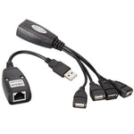 สายขยายอีเทอร์เน็ต USB 2.0 CAT5 / CAT5E / CAT6 RJ45 เป็น USB 4 พอร์ต สำหรับ LAN, อะแดปเตอร์รีพีตเตอร์