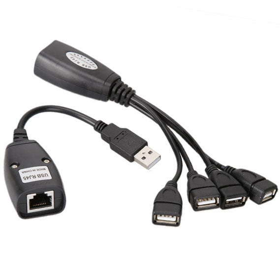 สายขยายอีเทอร์เน็ต USB 2.0 CAT5 / CAT5E / CAT6 RJ45 เป็น USB 4 พอร์ต สำหรับ LAN, อะแดปเตอร์รีพีตเตอร์